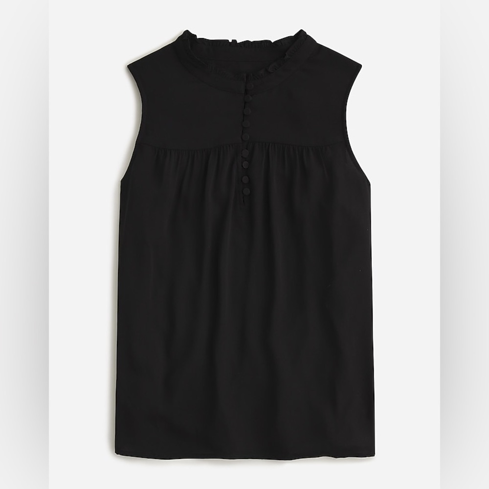 NEW / J.Crew Sleeveless button-front ruffleneck popover